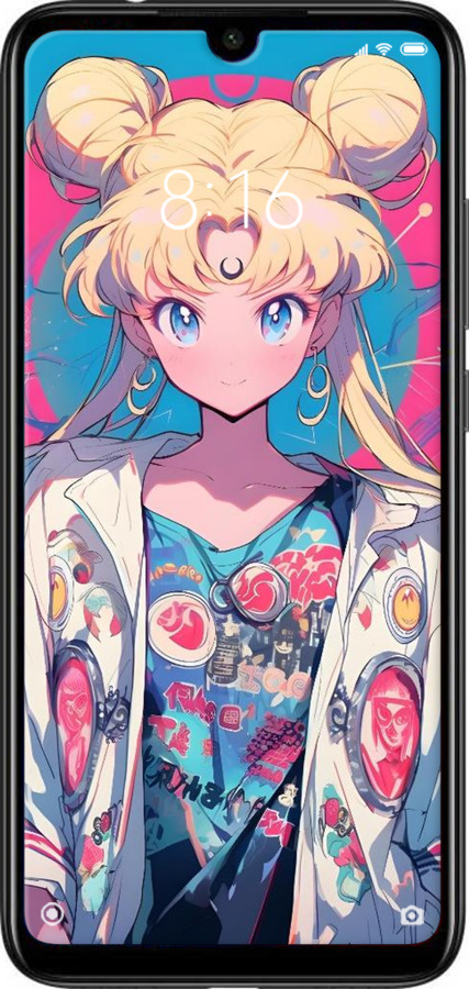 Силиконовый чехол Сейлор Мун 2 для Xiaomi Redmi Note 7 - 6351u-1639 изображение 