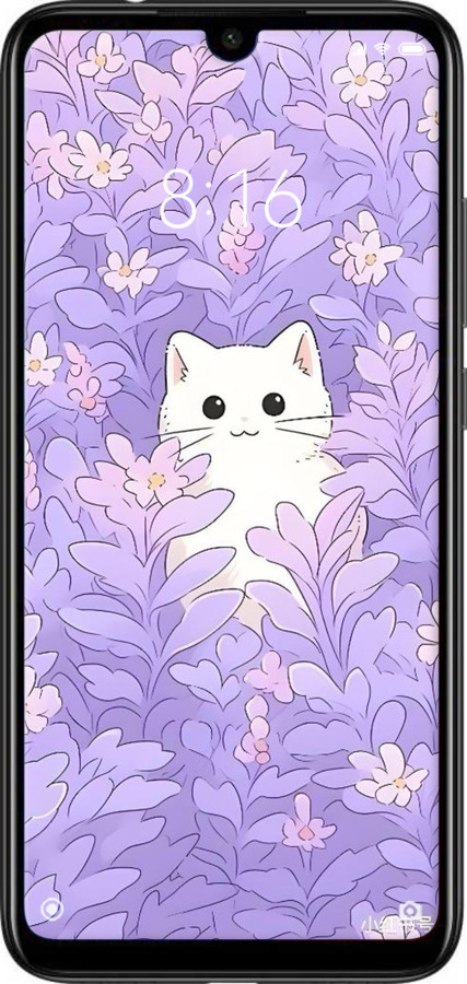 Силіконовий чехол Котик в цветах для Xiaomi Redmi Note 7 - 6390u-1639 изображение 