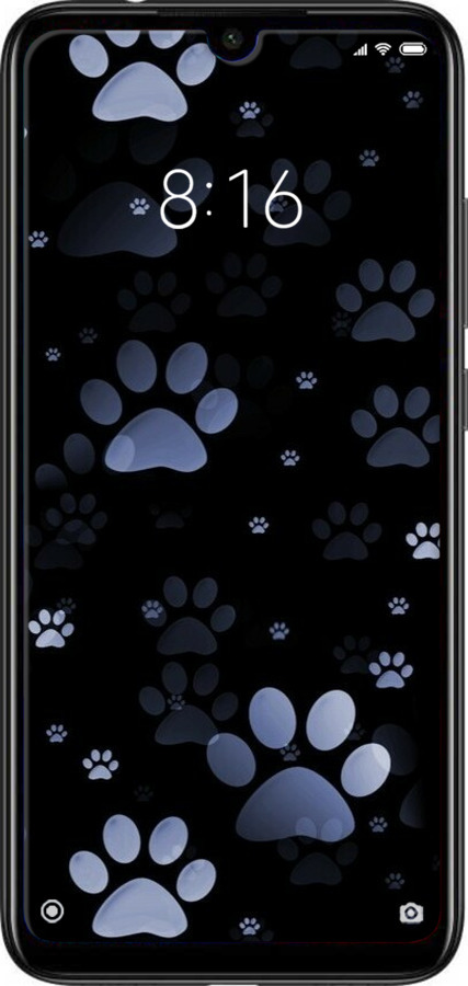 Силиконовый чехол С синими отпечатками лап для Xiaomi Redmi Note 7 - 6441u-1639 изображение 