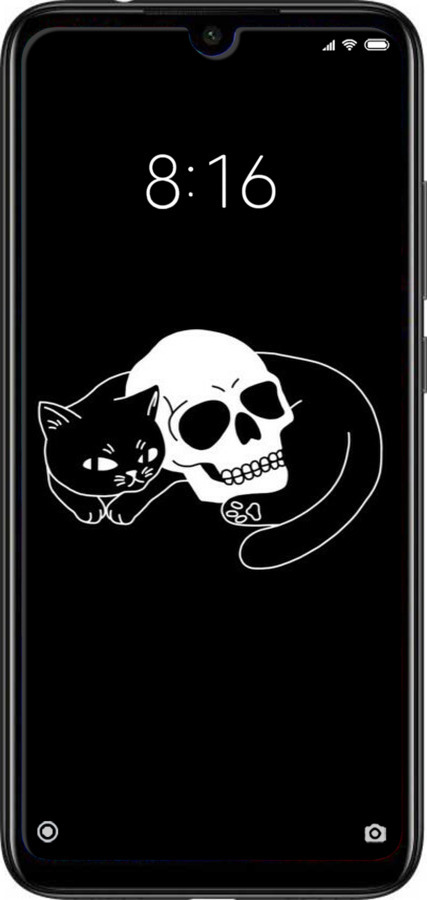 Силиконовый чехол С изображением кота и черепа для Xiaomi Redmi Note 7 - 6491u-1639 изображение 