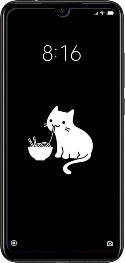 Силиконовый чехол С милым котом на черном фоне для Xiaomi Redmi Note 7 - 6528u-1639 изображение 