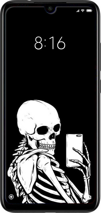 Силиконовый чехол Скелет делает Selfie для Xiaomi Redmi Note 7 - 6535u-1639 изображение 