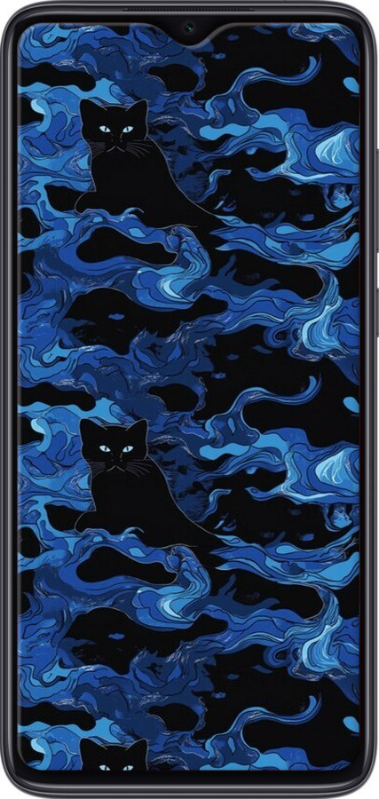 TPU чехол Абстрактный узор черных котов на синем фоне для Xiaomi Redmi Note 8 Pro - 6525b-1783 изображение 