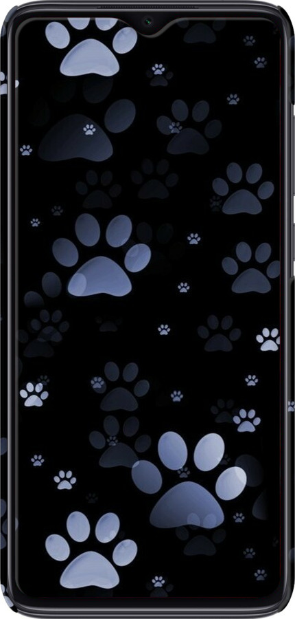 3D пластиковый матовый чехол С синими отпечатками лап для Xiaomi Redmi Note 8 Pro - 6441m-1783 изображение 