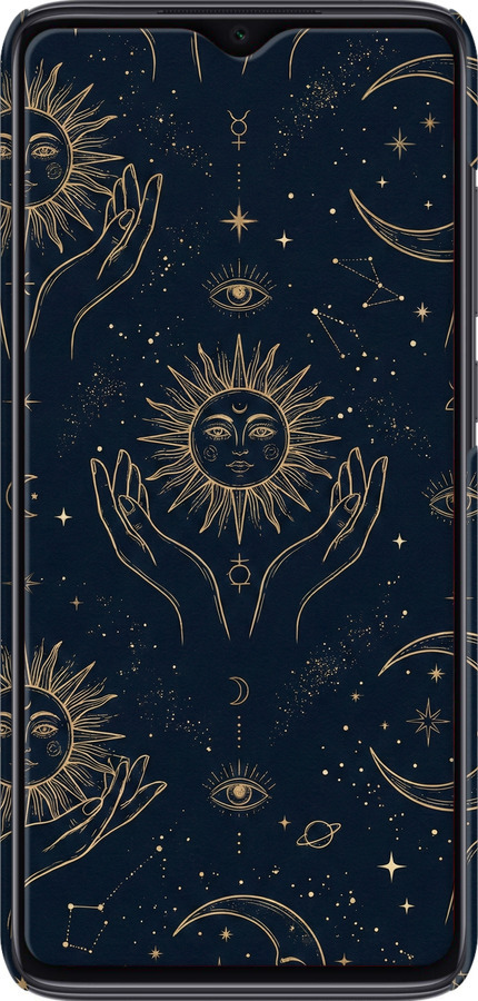 3D пластиковий матовий чехол Celestial Harmony: Sun & Moon Gold Mystic Pattern для Xiaomi Redmi Note 8 Pro - 6778m-1783 изображение 