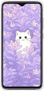 Силіконовий протиударний с посиленими кутами чехол Котик в цветах для Xiaomi Redmi Note 8 Pro - 6390sp-1783 изображение 