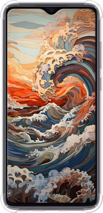 Силикон с усиленными углами чехол Арт волны для Xiaomi Redmi Note 8 Pro - 6324sp-1783 изображение 