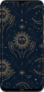 3D пластиковий матовий чехол Celestial Harmony: Sun & Moon Gold Mystic Pattern для Xiaomi Redmi Note 8 - 6778m-1787 изображение 