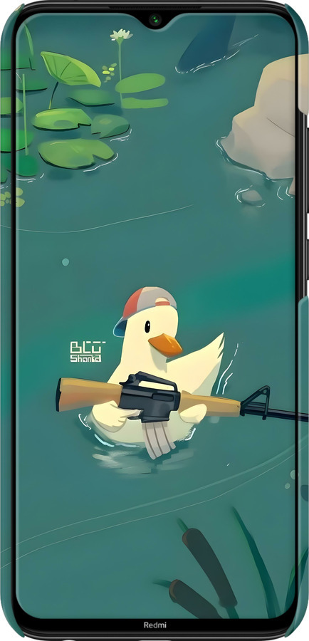 3D пластиковый матовый чехол Уточка с автоматом для Xiaomi Redmi Note 8 - 6356m-1787 изображение 