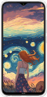 Силикон с усиленными углами чехол Девушка Арт для Xiaomi Redmi Note 8 - 6325sp-1787 изображение 