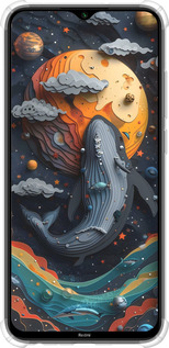 Силіконовий протиударний с посиленими кутами чехол Кит у космосі для Xiaomi Redmi Note 8 - 6328sp-1787 изображение 