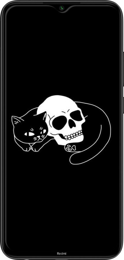 2D пластиковый чехол С изображением кота и черепа для Xiaomi Redmi Note 8 - 6491t-1787 изображение 