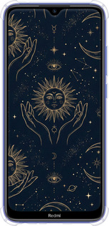 Силикон с усиленными углами чехол Celestial Harmony: Sun & Moon Gold Mystic Pattern для Xiaomi Redmi Note 8T - 6778sp-1818 изображение 