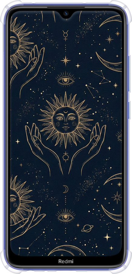 Силикон с усиленными углами чехол Celestial Harmony: Sun & Moon Gold Mystic Pattern для Xiaomi Redmi Note 8T - 6778sp-1818 изображение 
