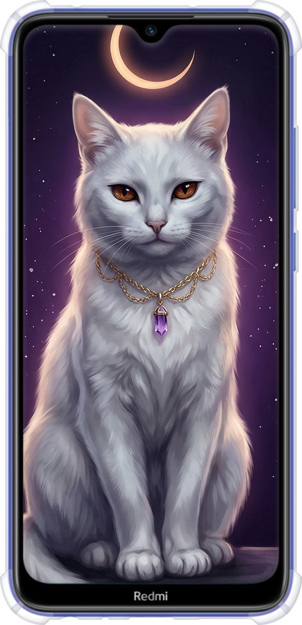 Силикон с усиленными углами чехол Mystic White Cat Gothic Dark Purple Gold для Xiaomi Redmi Note 8T - 6805sp-1818 изображение 