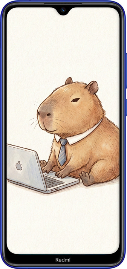Силиконовый чехол Funny Capybara CEO Working для Xiaomi Redmi Note 8T - 6777u-1818 изображение 