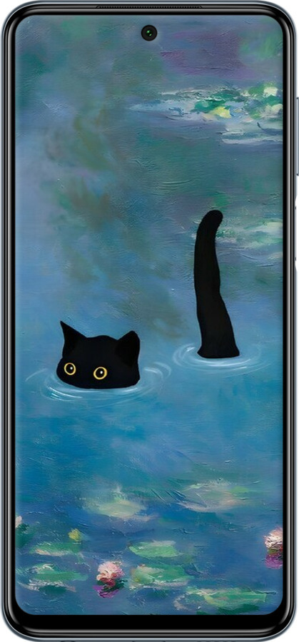 TPU чехол С изображением кота и водяной лилии Monet для Xiaomi Redmi Note 9 Pro - 6519b-1911 изображение 