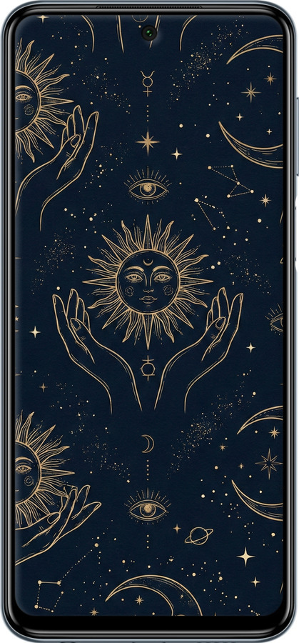 TPU чехол Celestial Harmony: Sun & Moon Gold Mystic Pattern для Xiaomi Redmi Note 9 Pro - 6778b-1911 изображение 