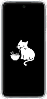 Силикон с усиленными углами чехол С милым котом на черном фоне для Xiaomi Redmi Note 9 Pro - 6528sp-1911 изображение 