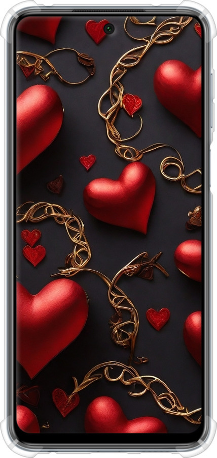 Силикон с усиленными углами чехол Сердечки для Xiaomi Redmi Note 9 Pro - 5831sp-1911 изображение 