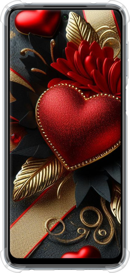 Силіконовий протиударний с посиленими кутами чехол Сердечки v2 для Xiaomi Redmi Note 9 Pro - 5832sp-1911 изображение 