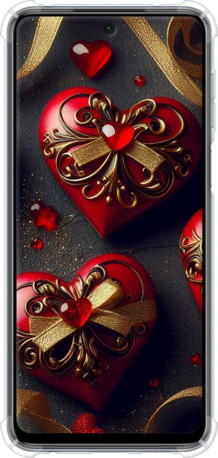 Силикон с усиленными углами чехол Сердечки v4 для Xiaomi Redmi Note 9 Pro - 5834sp-1911 изображение 