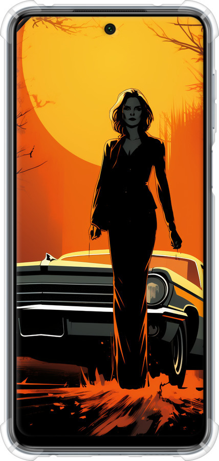 Силикон с усиленными углами чехол Чехол для телефона Девушка возле автомобиля для Xiaomi Redmi Note 9S - 5946sp-2029 изображение 