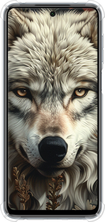 Силикон с усиленными углами чехол Волчий взгляд для Xiaomi Redmi Note 9S - 6066sp-2029 изображение 