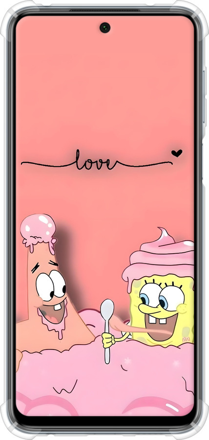 Силіконовий протиударний с посиленими кутами чехол Спанч Боб для Xiaomi Redmi Note 9S - 6282sp-2029 изображение 