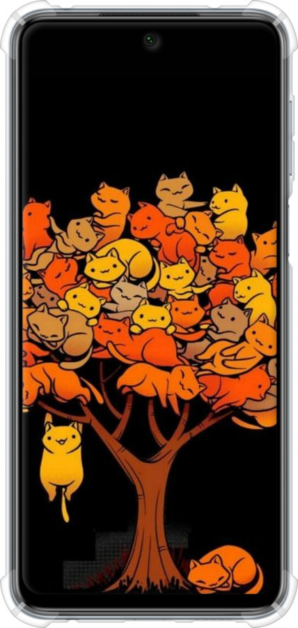 Силикон с усиленными углами чехол Дерево и котики для Xiaomi Redmi Note 9S - 6516sp-2029 изображение 