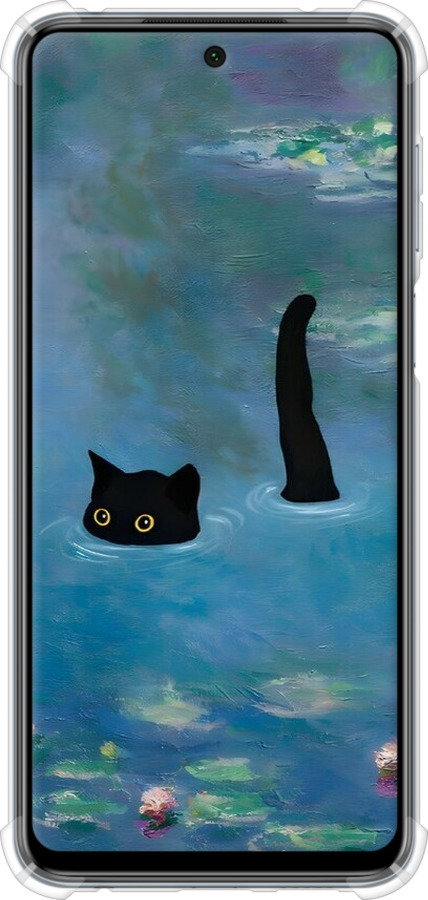 Силикон с усиленными углами чехол С изображением кота и водяной лилии Monet для Xiaomi Redmi Note 9S - 6519sp-2029 изображение 