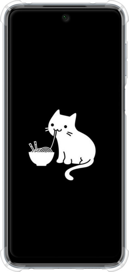 Силикон с усиленными углами чехол С милым котом на черном фоне для Xiaomi Redmi Note 9 Pro - 6528sp-1911 изображение 