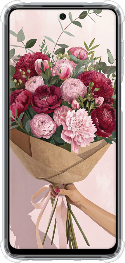 Силикон с усиленными углами чехол Пионы 1 для Xiaomi Redmi Note 9S - 6705sp-2029 изображение 