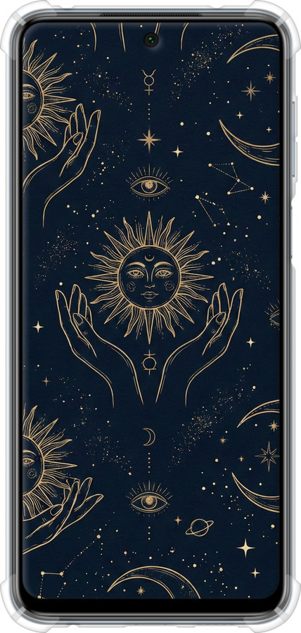 Силикон с усиленными углами чехол Celestial Harmony: Sun & Moon Gold Mystic Pattern для Xiaomi Redmi Note 9S - 6778sp-2029 изображение 