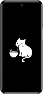 Силиконовый чехол С милым котом на черном фоне для Xiaomi Redmi Note 9 Pro - 6528u-1911 изображение 