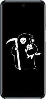 Силіконовий чехол Мінімалістичний арт: смерть та кішка для Xiaomi Redmi Note 9S - 6529u-2029 изображение 