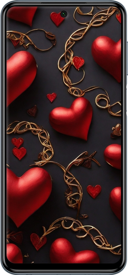 Силиконовый чехол Сердечки для Xiaomi Redmi Note 9S - 5831u-2029 изображение 