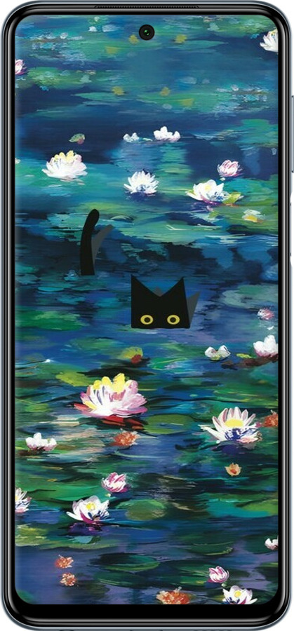 Силіконовий чехол с изображением водяных лилий и кошек для Xiaomi Redmi Note 9S - 6257u-2029 изображение 