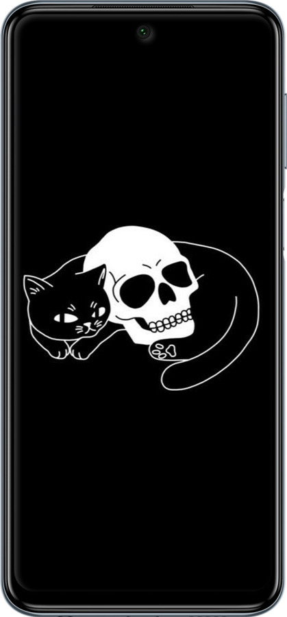 Силіконовий чехол Із зображенням кота та черепа для Xiaomi Redmi Note 9S - 6491u-2029 изображение 