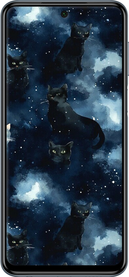 Силиконовый чехол Изображение Кошек с тёмной акварелью для Xiaomi Redmi Note 9S - 6521u-2029 изображение 