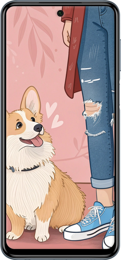 Силіконовий чехол Корги 3 для Xiaomi Redmi Note 9S - 6707u-2029 изображение 