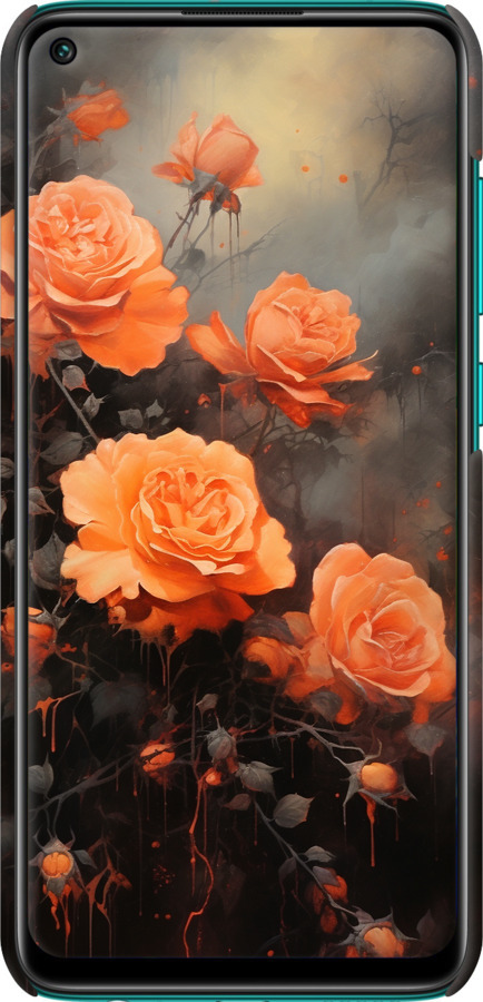 3D пластиковий матовий чехол Оранжеві троянди для Xiaomi Redmi Note 9 - 5944m-2017 изображение 