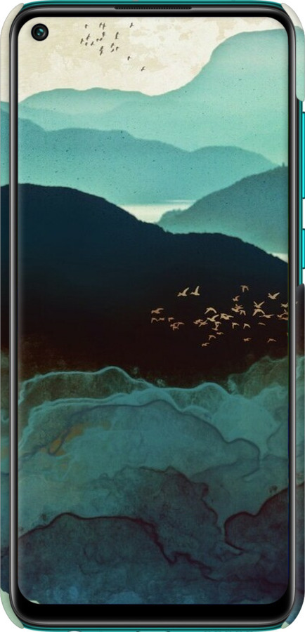 3D пластиковый матовый чехол С изображением гор Индиго для Xiaomi Redmi Note 9 - 6484m-2017 изображение 