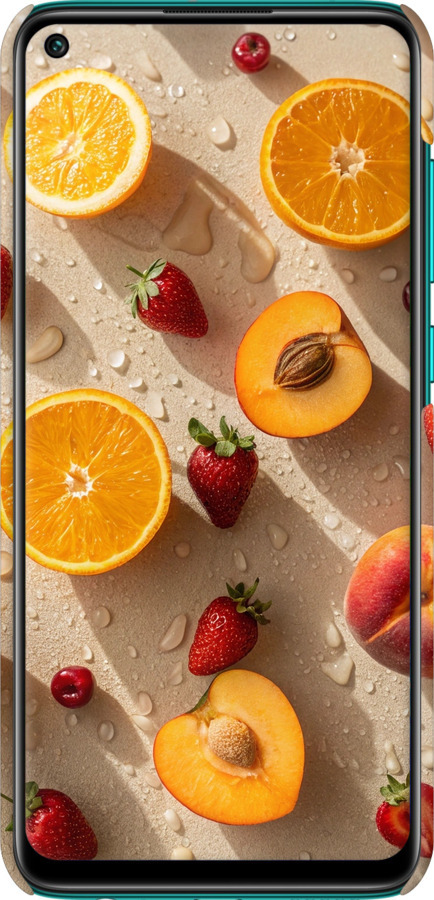 3D пластиковий матовий чехол Фрукти 3 для Xiaomi Redmi Note 9 - 6703m-2017 изображение 