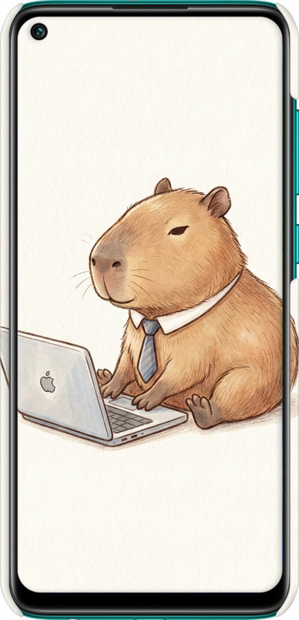 3D пластиковый матовый чехол Funny Capybara CEO Working для Xiaomi Redmi Note 9 - 6777m-2017 изображение 