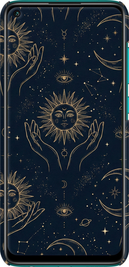 3D пластиковый матовый чехол Celestial Harmony: Sun & Moon Gold Mystic Pattern для Xiaomi Redmi Note 9 - 6778m-2017 изображение 