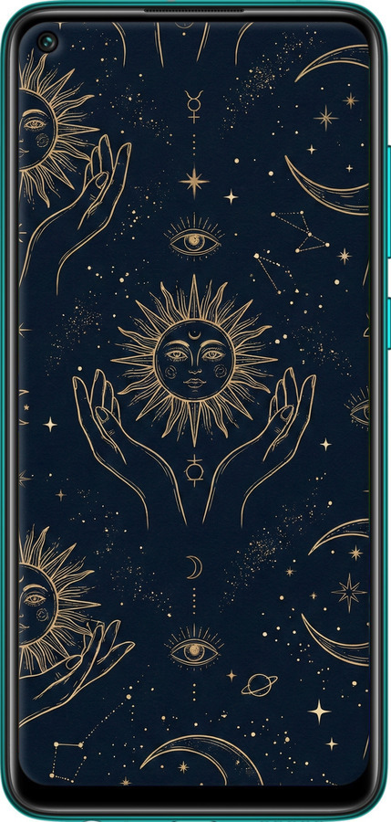 2D пластиковый чехол Celestial Harmony: Sun & Moon Gold Mystic Pattern для Xiaomi Redmi Note 9 - 6778t-2017 изображение 