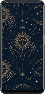 Силиконовый чехол Celestial Harmony: Sun & Moon Gold Mystic Pattern для Xiaomi Redmi Note 9T - 6778u-2261 изображение 