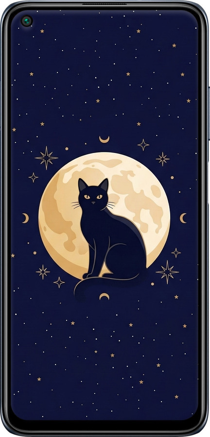 Силиконовый чехол Cute Cat Celestial/Witchy для Xiaomi Redmi Note 9T - 6787u-2261 изображение 