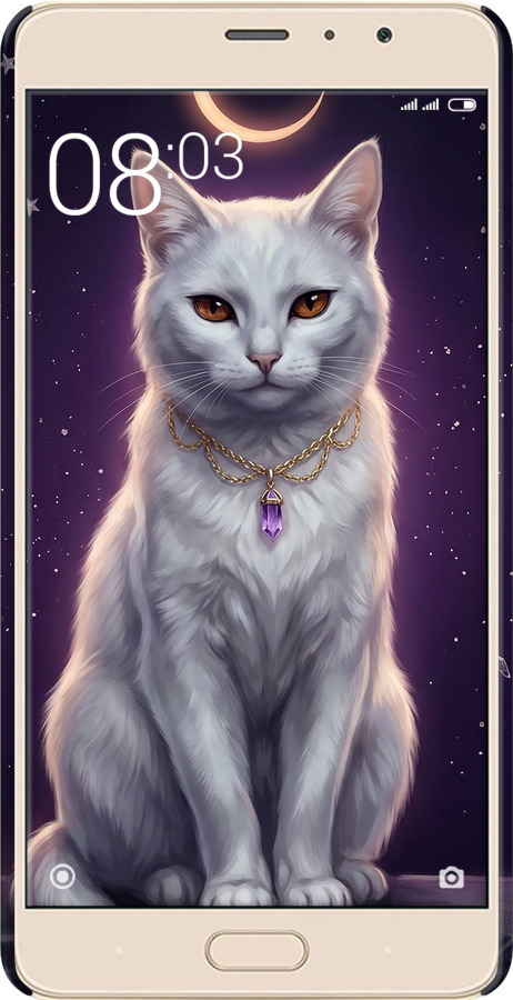 3D пластиковый матовый чехол Mystic White Cat Gothic Dark Purple Gold для Xiaomi Redmi Pro - 6805m-342 изображение 